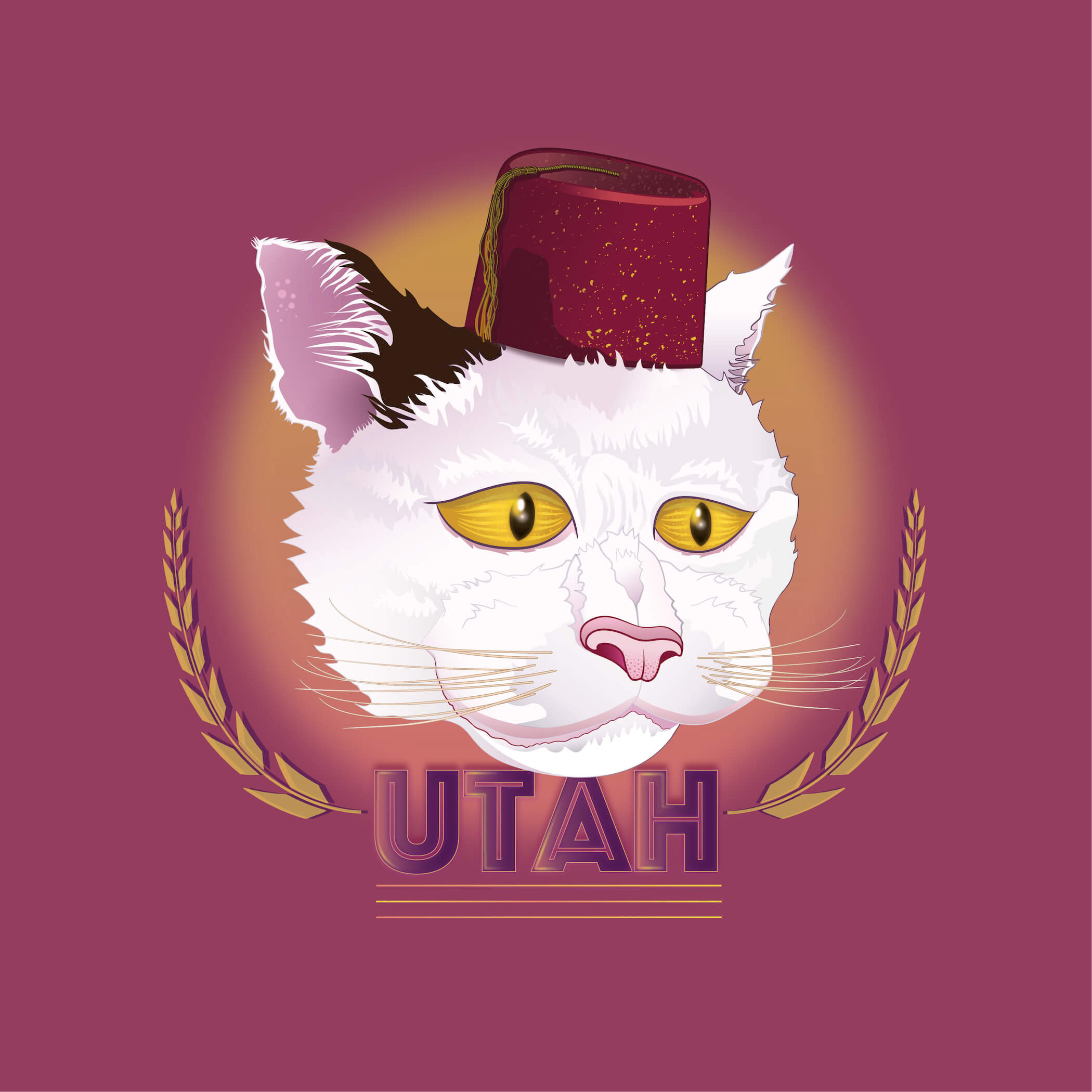 cat named Utah wearing a fez